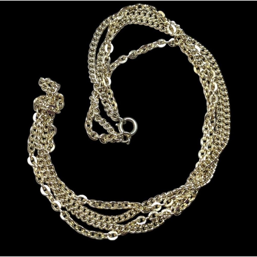 Simple Classic Gold Tone Double Chain Necklace